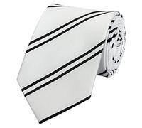 Fabio Farini - Herren gestreifte Krawatte in 8cm Breite, Schlips klassisch Robuste Pflegeleichte Mikrofaser für alle Anlässe wie Hochzeit, Beerdigung, Konfirmation oder Business Weiß Schwarz