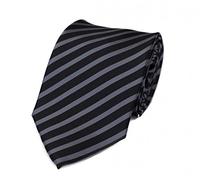 Fabio Farini - Herren gestreifte Krawatte in 8cm Breite, Schlips klassisch Robuste Pflegeleichte Mikrofaser für alle Anlässe wie Hochzeit, Beerdigung, Konfirmation oder Business Schwarz Dunkelgrau