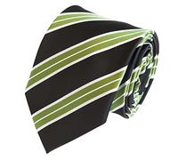 Fabio Farini - Herren gestreifte Krawatte in 8cm Breite, Schlips klassisch Robuste Pflegeleichte Mikrofaser für alle Anlässe wie Hochzeit, Beerdigung, Konfirmation oder Business Schwarz Grün Weiß