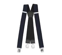Fabio Farini Herren Hosenträger 4 cm Breite, elastisch & verstellbar mit 4 extra starken Metallclips in X-Form Dunkelblau