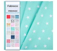 Fabreco - Baumwollstoff Meterware - 220g/lfm | Stoff Meterware mit Muster: Sterne mintgrün | Weich, langlebig & hautfreundlich