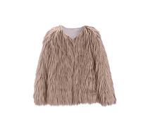 Fabric Felljacke Kinder Oversize Strickjacke Faux Coat Cardigan Pullover Kunstpelzmantel Shaggy Langarm Jacke Warmer Mantel Y2k Felljacke Teddyjacke Oversized (Khaki, 3-4 Years)
