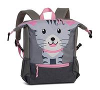 Fabrizio Kindergartenrucksack für Mädchen mit abstehenden Katzenohren - „Go Green“ Kinderrucksack für 3-6 Jahre alte Abenteurer, Rucksack für Kinder im Kindergarten und Kita - 36cm x 32cm x 10cm grau