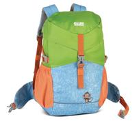 Fabrizio® Kinderrucksack 12L - Leichter Rucksack für Kinder ab 3 Jahren - Gepolsterte Träger & Brustgurt - Viel Stauraum & reflektierende Elemente - Perfekt für Wanderausflüge (grün/blau)