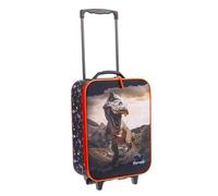 Fabrizio Kindertrolly Jungen Kinder Reise Trolly Kindergepäck Kinderkoffer Spielkoffer Handgepäck Kabinengepäck Trolley Dino T-Rex Dinosaurier 20582-0102 Schwarz Rot + Elefant