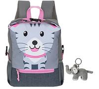 Fabrizio Rucksack Kinder Jungen Mädchen PET Recycling Kinderrucksack Katze, Tiger oder Hund Kindergartenrucksack + Elefant-Anhänger (Katze Amelie)