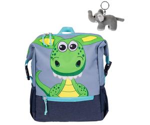 Fabrizio Rucksack Kinderrucksack Kinder Jungen Mädchen Recycling Katze, Dinosaurier, Tiger oder Hund Kindergartenrucksack Tasche + Elefant-Anhänger (Dino Ritchie)