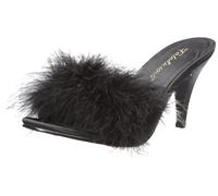 Fabulicious AMOUR-03, Damen Sandalen, Schwarz (Blk satin-fur), EU 44 (UK 11) (US 14)