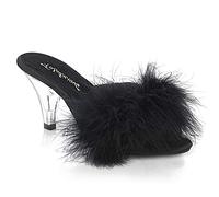 Fabulicious Damen BELLE-301F Offene Sandalen, Schwarz (Blk Satin-Fur/CLR)