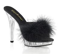 Fabulicious Damen LIP-101-8 Offene Sandalen, Schwarz (Blk Satin-Fur/CLR), 39 EU