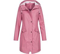 FACAIAFALO Damen Regenjacke Regenmantel Softshelljacke Friesennerz Parka PU Windbreaker mit Kapuze wasserdicht
