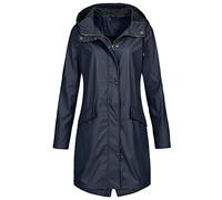 FACAIAFALO Damen Regenjacke Regenmantel Softshelljacke Friesennerz Parka PU Windbreaker mit Kapuze wasserdicht