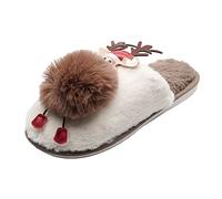 FACAIAFALO Hausschuhe Damen Herren PlüSch Pantoffeln Warm Weich Bequem Rentier Geschenk SchlüPfen Flauschige GäStehausschuhe Weihnachten Elch Hausschuhe Niedliche Einrichtungs-PlüSch-Baumwoll-Schuhe
