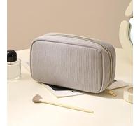 FACAIIO Tragbare Make-up-Tasche aus Cord für Reisen, geräumige Kosmetikaufbewahrung mit stilvollem Design, 22 x 12 x 6 cm, passend für Toilettenartikel und Essentials, 1 Stück