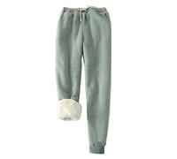 FACDIBY Damen-Jogginghose mit Sherpa-Futter Winter Warme Sportliche Jogger-Fleecehose, 05-grün, M