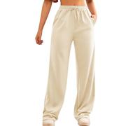 FACDIBY Damen-Jogginghose mit Sherpa-Futter Winter Warme Sportliche Jogger-Fleecehose, beige, S