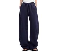 FACDIBY Damen-Sweathose mit Fleece-Futter, weites Bein, Baumwolle, elastischer Taillenbund mit Taschen, Marineblau, X-Groß