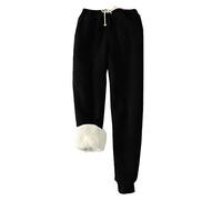FACDIBY Damen Sweatpants Sherpa gefüttert Winter Warm Athletic Jogger Fleece Pants, 04-schwarz, XL