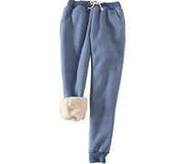 FACDIBY Damen Sweatpants Sherpa Gefüttert Winter Warm Athletic Jogger Fleece Pants - Blau - X-Groß