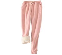 FACDIBY Damen Sweatpants Sherpa Gefüttert Winter Warm Athletic Jogger Fleece Pants - Pink - Mittel