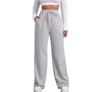 FACDIBY Jogginghose mit weitem Bein für Damen, elastisch, hohe Taille, Kordelzug, lockere Hose mit Taschen