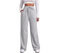 FACDIBY Jogginghose mit weitem Bein für Damen, elastisch, hohe Taille, Kordelzug, lockere Hose mit Taschen