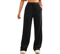 FACDIBY Jogginghose mit weitem Bein für Damen, elastisch, hohe Taille, Kordelzug, lockere Hose mit Taschen
