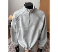 FACULX Herren Pullover Grau Stehkragen Langarm Sport Sweatshirt | Stehkragen Design, langärmelig, warmer Stoff, grau meliert, sportlicher Look