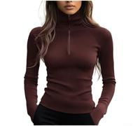 FACULX Strickpullover Damen Polyester Dehnbar Elegant | Enganliegende Passform, kleiner Rollkragen, langarm Design, ideal für Layering unter Jacken