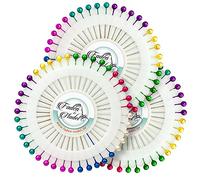 Faden & Nadel Stecknadel Set: 120 Perlkopf-Stecknadeln, mit Rundkopf, auf praktischem Steckrad