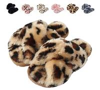 Fadezar Hausschuhe Damen Mädchen Winter Warm Plüsch Pantoffeln Kuschelige Flauschige Hausschuhe Weich Bequeme rutschfeste Slippers für Kinder Brauner Leopard EU 29/30 (Etikettengröße 30/31)