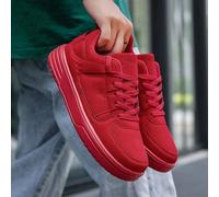 (Fällt klein aus) Herren minimalistische rote Schnürsneaker, hochplattformige bequeme Freizeitsneaker für Jugendliche & Junge, Outdoor Paar Lässig Spo