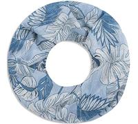 Faera Damen Schal weich und leicht florales Muster aus Blättern und Blüten Loopschal Rundschal in verschiedenen Farben, SCHAL Farbe:Hellblau