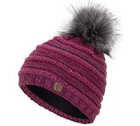 Faera Wintermütze Mütze Damen Pailletten warm gefüttert Bommelmütze Fleecefutter Winter Mädchen Strickmütze Beanie Weihnachten 36, Farbe:Lila
