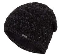 Faera Wintermütze Mütze Damen Pailletten warm gefüttert Wintermütze Mädchen Frauen Fleecefutter Winter Strickmütze Beanie, Farbe:Schwarz