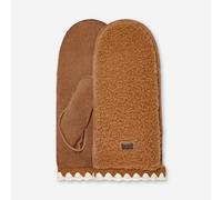 Fäustlinge aus UGG®fluff mit Muschelrand für Damen in Brown, Größe S/M, Leder/Fleece 101031-CHE-S/M