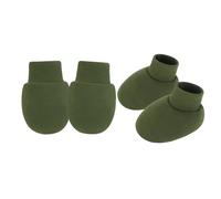 Fäustlinge für Neugeborene mit Socken, die Kratzer, Army Green | Set aus weichen, atmungsaktiven Fäustlingen und Füßlingen aus Baumwolle Schutz der Haut von Säuglingen,