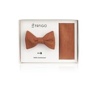 FAFIGO "Claudio", Herren Fliege mit Einstecktuch aus Leinen in Rostbraun