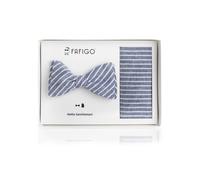 FAFIGO "Diego", Schleife + Einstecktuch Set in Blau mit Streifen