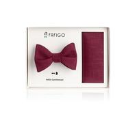 FAFIGO "Emilio", Fliege + Einstecktuch im Set aus Leinen in Bordeauxrot