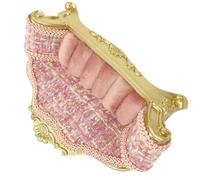 Fahoujs Kompakte Dekorative Schmuckvitrine Sofa Stile Stoff Kunststoff Materialien Für Ohrringe Ringe Amulette Display Tragbares Stoff Kunststoff Organizer Tablett