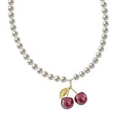 Fahoujs Trendy Robuste Acryl Liebeskette Halskette Mit Auffälligen Designs Cherrys Anhänger Für Multipurpose Casual Wear Youthful Styles Schmuck Schmuck