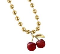 Fahoujs Trendy Robuste Acryl Liebeskette Halskette Mit Auffälligen Designs Cherrys Anhänger Für Multipurpose Casual Wear Youthful Styles Schmuck Schmuck