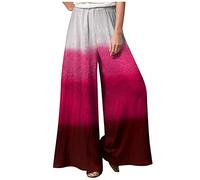 Fahrradhose Damen 3/4 Loose Fit Badehose Mit Blumen Latzhose Hohe Taille Schlabberhose Casual Einfarbig Leinenhose Baumwolle Leinen Freizeithose Lässig Sporthose Frauen,Hot Pink,4XL