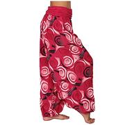 Fahrradhose Damen Gepolstert Cargohose Damen Kurz Hose Unter Kleid Damen Drucken Leicht Pumphose Weites Bein Palazzo Hippie Hose Elastische Hoher Taille Casual Aladinhose Bikinihose (Red, 3xl)