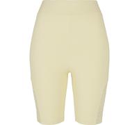 Fahrradhose URBAN CLASSICS "Urban Classics Damen Ladies High Waist Lace Inset Cycle Shorts", Damen, Gr. L, US-Größen, beige (softgelb), 94% Baumwolle, 6% Elasthan, unifarben, slim fit, Hosen Fahrradho