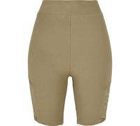 Urban Classics Damen Radlerhose mit hohem Bund und Spitzen-Einsatz Slim Fit Khaki Gr. S