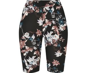 Fahrradhose URBAN CLASSICS "Urban Classics Damen Ladies Soft AOP Cycle Shorts", Damen, Gr. XS, US-Größen, schwarzsoftflower, 85% Polyester, 15% Elasthan, skinny fit, Hosen Fahrradhose (79218045-XS) sc