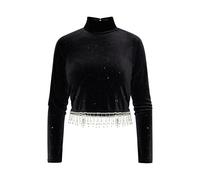 Faina Glitzershirt aus Stretchsamt Damen schwarz XS