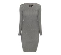 Faina Rippstrickkleid mit Strasssteinen Damen grau melange M/L